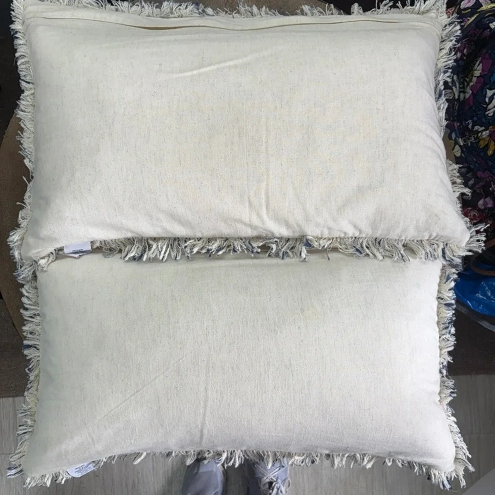 Floral Throw Pillows Cotton Embroidered 24 X 16